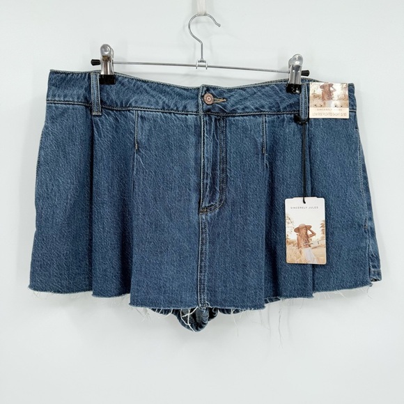 Sincerely Jules Low Rise Pleated Skort Denim Shorts Size 11/30 - Picture 10 of 11